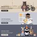 Animal Hipster Banner Set Royalty Free Stock Photo