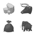 Animal, history and other monochrome icon in cartoon style.Mine, cleaning icons in set collection.