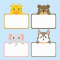 Animal Holding Empty Banner Template. Cute Animal Banner Set Cartoon Vector Royalty Free Stock Photo