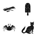 Animal, home, nature and other web icon in black style.delicacy, cat, wool icons in set collection.