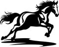 animal horse running black and white silhouette Royalty Free Stock Photo