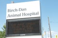 tor, canada - august 1, 2023: animal hospital front sign with electronic electric digital sign beneath. phot