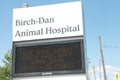 tor, canada - august 1, 2023: animal hospital front sign with electronic electric digital sign beneath. phot