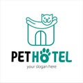 Animal hotel funny logo design template. Hotel and Indoor Pets Run. The Animal Lodge sign