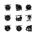 Animal hunter black glyph icons set on white space