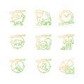 Animal hunter gradient linear vector icons set