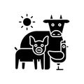 Animal husbandry black glyph icon