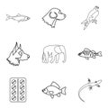 Animal husbandry icons set, outline style