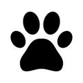 Animal icon flat vector. Black print paw trace isolated on white Royalty Free Stock Photo