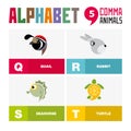 Abc English alphabet animal icon set vector illustration Royalty Free Stock Photo