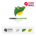 Alligator animal concept icon set and modern brand identity logo template and app symbol based on comma sign