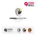 Anteater animal concept icon set and modern brand identity logo template and app symbol based on comma sign