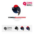 Blackcock capercaillie bird concept icon set and modern brand identity logo template and app symbol based on comma sign