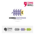 Centipede animal concept icon set and modern brand identity logo template and app symbol based on comma sign