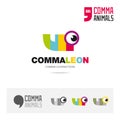 Chameleon animal concept icon set and modern brand identity logo template and app symbol based on comma sign