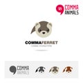 Ferret animal concept icon set and modern brand identity logo template and app symbol based on comma sign