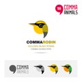 Golden bush robin bird concept icon set and modern brand identity logo template and app symbol based on comma sign Royalty Free Stock Photo