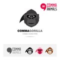 Gorilla ape animal concept icon set and modern brand identity logo template and app symbol based on comma sign