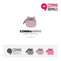 Hippopotamus animal concept icon set and modern brand identity logo template and app symbol based on comma sign