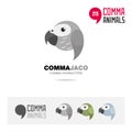 Jaco parrot bird concept icon set and modern brand identity logo template and app symbol based on comma sign