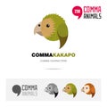 Kakapo New Zealand bird concept icon set and modern brand identity logo template and app symbol based on comma sign