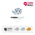 Kitten animal concept icon set and modern brand identity logo template and app symbol based on comma sign