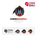 Mandrill animal concept icon set and modern brand identity logo template and app symbol based on comma sign