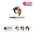 Sparrow bird concept icon set and modern brand identity logo template and app symbol based on comma sign