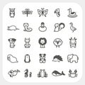 Animal icons set isolated on background