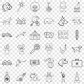 Animal icons set, outline style