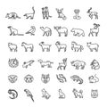 Animal icons. vector outline icon set. Zoo Royalty Free Stock Photo