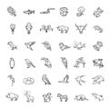 Line animals concepts. Vector thin Icons set Royalty Free Stock Photo