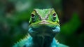 wildlife scale portrait animal glasses close-up lizard iguana green reptile. Generative AI.