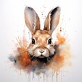 Watercolor Rabbit Illustration With Smokey Background