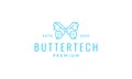 Animal insect butterfly wings with tech connect logo vector icon illustration design