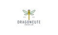 Animal insect dragonflies cartoon lines logo vector icon illustration design