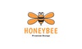 Animal insect honey bee cute cartoon logo design vector icon symbol illustration Royalty Free Stock Photo