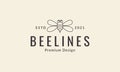 Animal insect honey bee lines cute cartoon logo design vector icon symbol illustration Royalty Free Stock Photo