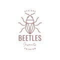animal insect scarabs beetle line art hipster logo design vector