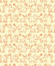 Animal kingdom outline seamless pattern
