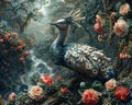 Animal kingdom reimagined with fantastical beasts in a lush