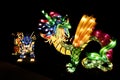 Animal light show. Light decoration in the shape of dragons.