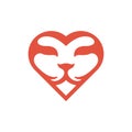 Animal lion face with love unique modern logo