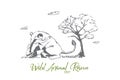 Animal, lion, wild, woman, save concept. Hand drawn isolated vector.