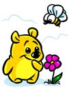 Animal little bear flower bee character cartoon illustration