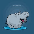 Animal. Little hippopotamus fun dancing and smiling. Cartoon character