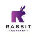 Animal logo design rabbit letter R