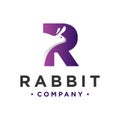 Animal logo design rabbit letter R