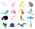 Animal Logo Icons Set Royalty Free Stock Photo