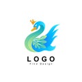 Animal logo, princess swan, queen, crown, and nature symbol design Royalty Free Stock Photo